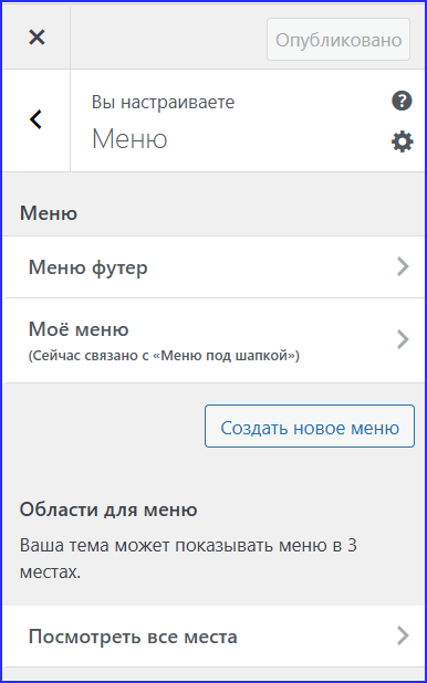 wp_5.3.6 Настройщик: Меню