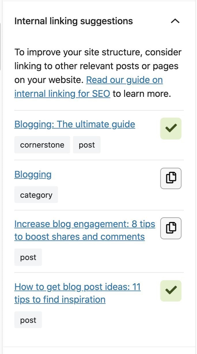 Инструмент внутреннего связывания в Yoast SEO